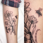 Tattoos - Wildflowers and Bee- Instagram @michaelbalesart - 123564